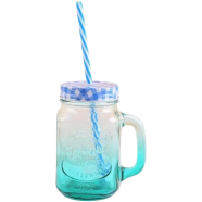 IHW Mason Jar Mug With Straw And Lid Green - T1C