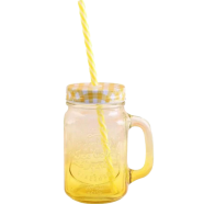 IHW Mason Jar Mug With Straw And Lid Yellow - T1C