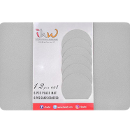 IHW Place Mat 12 Pcs Set Silver - PVC025003