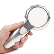 Handheld Magnifier Bright 6 LED Illuminated Lighted Magnifying Glass 4X 75mm Loupe icon