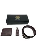 Inova Men's Exclusive Gift Box(Crocodile) - Money Bag, Key Ring, Belt
