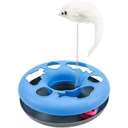 Interactive Mouse Motion Circle and Teasing Stick Elastic Cat Toy to Exercise and Inside Spinning Mouse Toy Ideal for Cat and Kitten