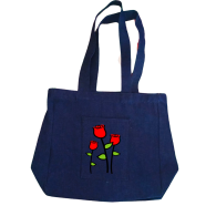 Jeans Fabric Tote Bag With Zipper And Pocket