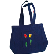 Jeans Fabric Tote Bag With Zipper And Pocket