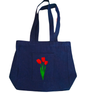 Jeans Fabric Tote Bag With Zipper And Pocket