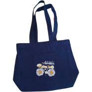Jeans Fabric Tote Bag With Zipper And Pocket