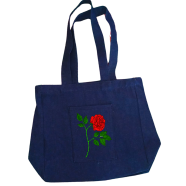 Jeans Fabric Tote Bag With Zipper and Pocket