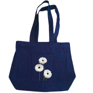 Jeans Fabric Tote Bag With Zipper and Pocket