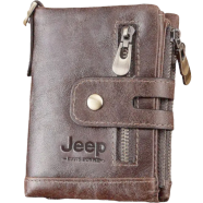Jeep 100 Percent Leather Vintage Small Man Zipper Wallet With Coin Purse Pocket icon