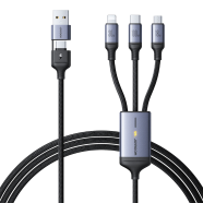 Joyroom SA21-2T3 Speedy Series 100W 6-in-1 Fast Charging Cable (USB-A Type-C to L Plus C Plus M) 1.5m-Black
