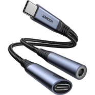 Joyroom SY-C02 Audio-Transfer Series 2-in-1 Audio Adapter (Type-C to 3.5mm Plus Type-C)-Black
