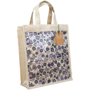 Jute Shopping Bag Multicolor 12x14 Inch - 33116