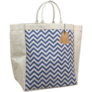 Jute Shopping Bag Natural And Navy Blue 14x17 Inch - 33142 icon