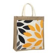 Jute Shopping Bag Natural And White12x14 Inch - 33260