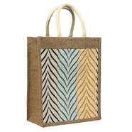 Jute Shopping Bag Natural And White 10x12 Inch - 33295