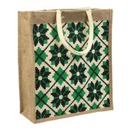 Jute Shopping Bag Natural And White 10x12 Inch - 33296