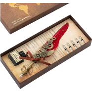 KABEER ART Dip Feather Pen Set Calligraphy Pen Set Writing Quill Ink Dip Pen with 5Pcs Nib