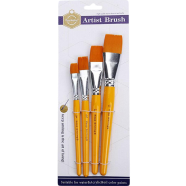 Keep Smiling 4pcs / set Yellow Wooden Nylon Straight Hair Brush Set High Quality Watercolor Acrylic Brush Set