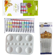 Keep Smiling Artists Acrylic's Color 12x12ml 13 Pcs Mix Brush 1 Set Artists Round Color Platte 1 Pcs