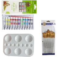 Keep Smiling Artists Acrylic's Color 6x12ml Keep Smiling Keep Smiling 13 Pcs Mix Brush 1 Set Artists Round Color Platte 1 Pcs