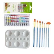 Keep Smiling Artists Acrylic's Color 6x12ml, Keep Smiling 7pcs mix Brush 1 set, Artists Round Color Platte 1 pcs