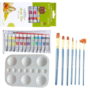 Keep Smiling Combo Artists Acrylic's Color 12x12 ml Keep Smiling 7 Pcs Mix Brush 1set Artists Round Color Platte1 Pcs 