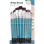 Keep Smiling Paint Brush Set Nylon Hair Artist Paint Brushes Wooden Handle Paintbrush - 12 pcs