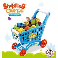 Kids Children Shopping Cart Toy Trolley Pretend Play Set Toy With 80 Pieces with Fruits, Vegetable, Grocery Items - HS5455