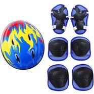 Kids Cycling Protective Gear Bike Helmet Knee Wrist Elbow Guard Roller 7pcs Set - Blue