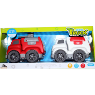 Kids Toy Friction Car Set 2 Pcs Push Car For Baby Construction Truck Car Set Large Size Car - (933-170)