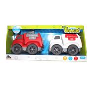 Kids Toy Friction Car Set 2 Pcs Push Car For Baby Construction Truck Car Set Large Size Car (933-170)