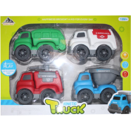 Kids Toy Friction Car Set 4 Pcs Push Car For Baby Construction Truck Car Set Large Size Car