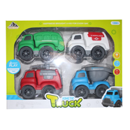 Kids Toy Friction Car Set 4 Pcs Push Car For Baby Construction Truck Car Set Large Size Car