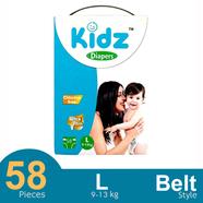 Kidz Belt System Baby Diaper (L Size) (9-13 kg) (58pcs)