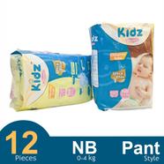 Kidz Pant System Baby Diaper (NB Size) (0-4kg) (12 and 4pcs) - 