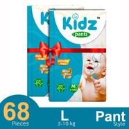 Kidz pant System Baby Diaper (L Size) (3-6 kg) (68pcs)