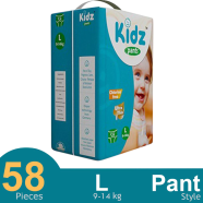 Kidz pant System Baby Diaper (L Size) (9-14 kg) (58pcs) - 58Pcs