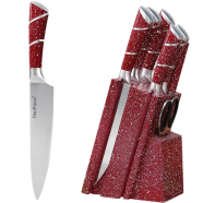 Kitchen Knife Set, Stainless Steel 8Pcs Knives Set With Block Hollow Handle for Chef Knife