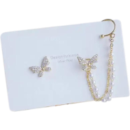 Korean Elegant Cute Rhinestone Butterfly Earrings For Women