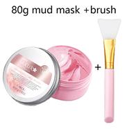 LAIKOU Japan Sakura Clay Mask Deep Cleansing Whitening Repair Skin Mud Korean Face Mask Oil Control Shrink Pores Skin Care 80g Soft Silicone Facial Brush