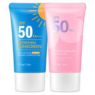 LAIKOU SPF50 PA Face Sunscreen Sakura Refreshing UVA UVB Waterproof Sunblock 50g UV Protector- 2pcs