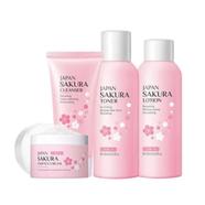 LAIKOU Sakura 4Pcs Set( Toner / essence Cream/ Cleanser/ Lotion )Skin Rejuvenation Brightening Skin Skin Care Set