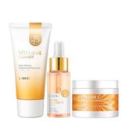 LAIKOU Vitamin C Face Cream , Serum and cleanser[Combo]-Set 3pcs-25 gm plus 17 ml plus 50ml