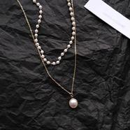 LATS 2021 New Fashion Kpop Pearl Choker Necklace Cute Double Layer Chain Pendant For Women