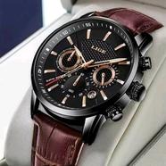 LIGE choronograph date genuine leather watch waterproof quartz (9866)