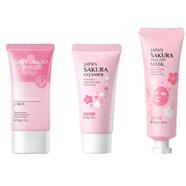 Laikou Sakura Facial Scrub 60g, Exfoliating Dead Skin, Peel-off Mask 50g, Facial Wash 50g, Deep Cleansing Pores 3pcs