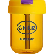 Cher Large Capacity Anti-fade Pretty Wide Straw Cup 300 ml - Yellow