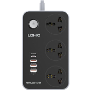 Ldnio SC3412 38W PD20W Power Strip 3 Socket Outlets anStrip 3 Socket Outlets and 3 QC 3.0 USBd 3 QC 3.0 USB image