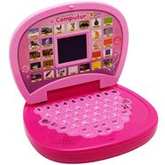 LED Display And Music With Educational Computer And Learning abcd, Sound And Number Battery Powered Kids Laptop - Pink