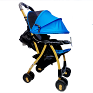 Lightweight Portable Baby Stroller Baby Trolley Folding Pram For Kids From Newborn To 3 Years With Back Rest, Food Tray And Wheel Lock (Stroller_a1_blue) Blue - 156894325 icon